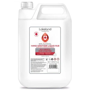 80% Alcohol Hand Sanitiser Liquid Rub  5L Litre - Kills 99% Bacteria, Germs - Picture 1 of 10