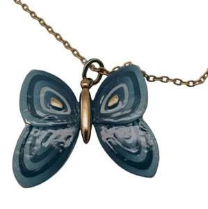 Vintage EISENBERG Halskette blau Emaille Modernist Schmetterling LESEN!! - Bild 1 von 7