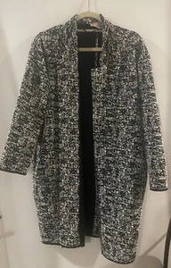 Philosophy Womens Cardigan Longer Black N White Sz 1x Ss22 - Picture 1 of 9