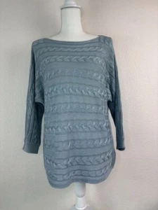 Lauren Ralph Lauren Damen Pullover mittelblau grau 3/4 Arm Zopfmuster Oberteil - Bild 1 von 8