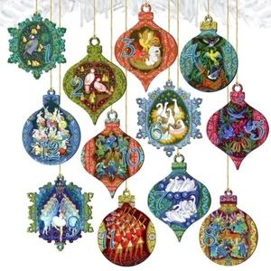 12 Days of Christmas Wooden Ornament Set of 12 by G DeBrekht - Christmas Decor - Picture 1 of 14