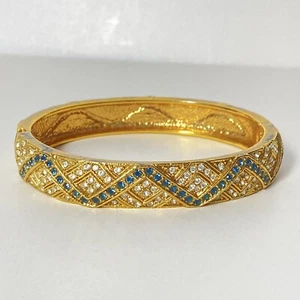 Camrose & Kross Rhinestone Gold Hinged Bangle Bracelet: JBK Jacqueline Kennedy - Picture 1 of 8
