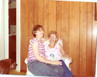 Vintage 1980s Found Photo - Laughing Women Sit Together In Chair Joking Around