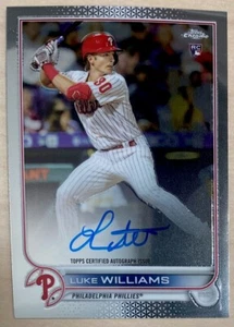 LUKE WILLIAMS 2022 Topps Chrome ROOKIE AUTOGRAPHS #RA-LW -PHILADELPHIA PHILLIES - Picture 1 of 2