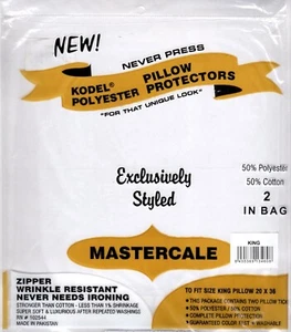 Mastercale 2 KING Pillow Protectors White Wrinkle Resistant Cottage Unisex Teen - Picture 1 of 4