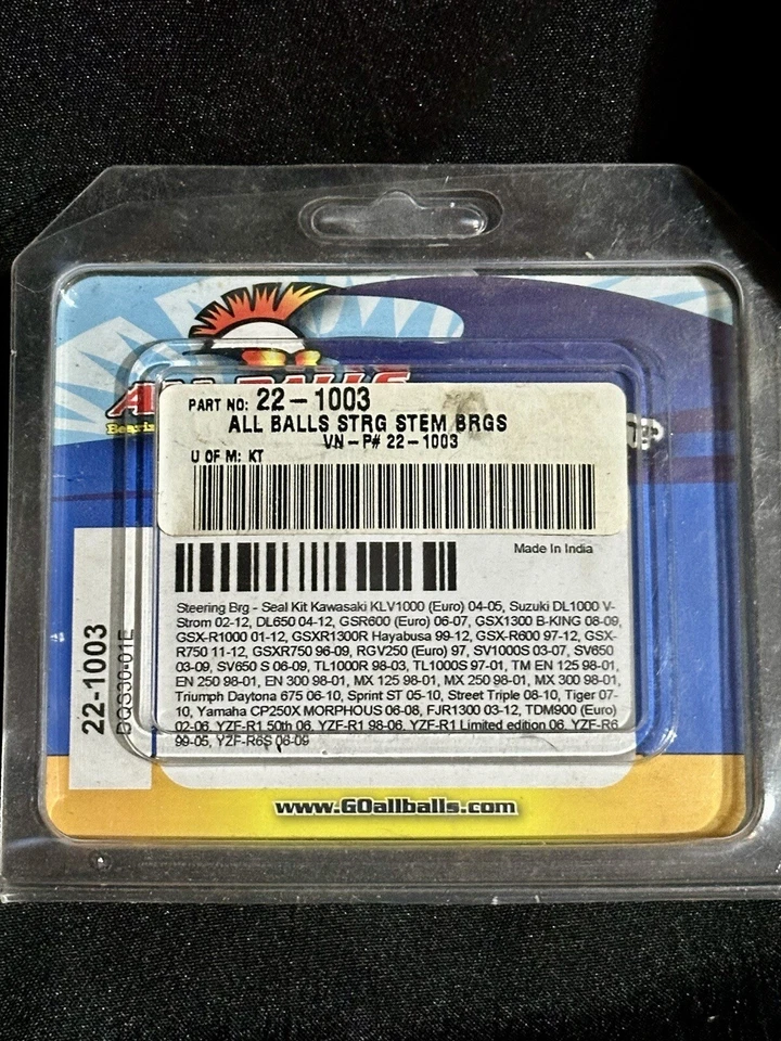 All Balls Steering Head Stem Bearing Seal Kit 22-1003 41-6237 22-2003 AB22-1003 - Imagem 1 de 2