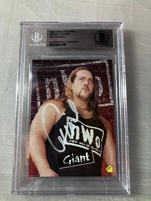 THE GIANT 1998 TOPPS WCW/NWO STICKERS RC Rookie SIGNED AUTOGRAPHED CARD Beckett - Image 1 of 3