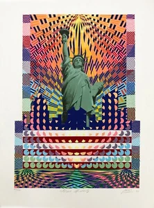 ANTONIO PEREZ MELERO "MISS LIBERTY" 1994 | SIGNED SERIGRAPH | ABSTRACT OPT ART - Picture 1 of 3