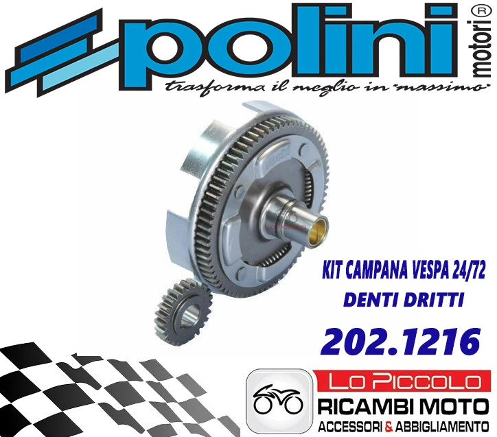 CAMPANA FRIZIONE POLINI RAPPORTI ALLUNGATI 24-72 VESPA 50 SPECIAL L R N PK S XL - Immagine 1 di 1