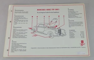 Shell Schmierplan für Mercedes Benz 300 S W188 Cabrio + Coupe - Bild 1 von 1