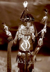 Navajo Indian with Mask by Renowned Edward S. Curtis, c1904 - Picture 1 of 5