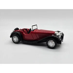 Classic New Ray Jaguar Car Model, 1/43 Scale, Red Color w/ Elegant Black Fenders - Picture 1 of 6