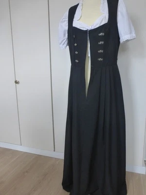 Dirndl Country Line 44 Bodenlang schwarz m. defekten RV zum schnüren  Bluse weiß - Bild 1 von 4