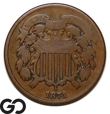 1871 Two Cent Piece, Better Date - Image 1 of 2