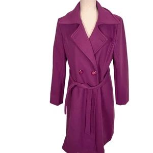 Aprsfn Mantel Damen Trenchcoat Large Lila Zweireiher Gürtel Wolle Lebendig - Bild 1 von 11