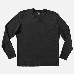 Smartwool V Neck Sweater Top Men M Sparwood Gray Pullover Wool Blend Long Sleeve - Picture 1 of 7