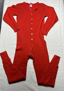 Vintage Duofold rot Union Anzug Gr. Medium Unterwäsche Thermo Basisschicht hergestellt in den USA Fehler - Bild 1 von 8