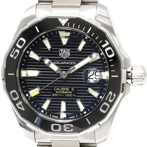 Tag Heuer Aquaracer 300m Caliber 5 Date Way201A Automatic SS Black 45mm Grade A - Picture 1 of 4