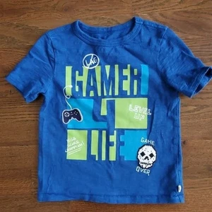 GAPKIDS Boys XS 4/5 blue short-sleeved "Gamer 4 Life" tee - Picture 1 of 7