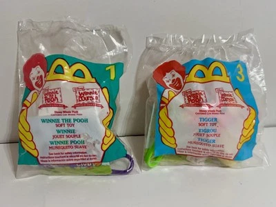 McDonald's Winnie the Pooh Toys W/clip #3 Tigger & # 1 Pooh Vintage 1999 Sealed - Image 1 of 4