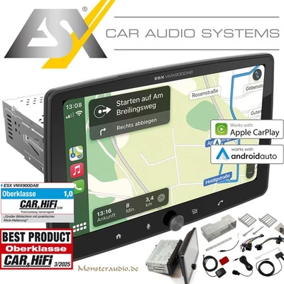 ESX VMX900DAB wireless Android Auto Apple Carplay Navi DAB+ Autoradio  1-DIN 9" - Bild 1 von 4