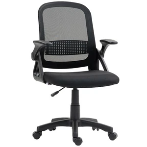 HOMCOM Ergonomic Swivel Computer Chair with Flip-up Armrests, Black - Picture 1 of 11