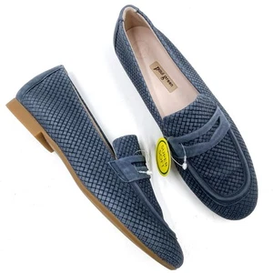 Paul Green Hudson Blue Suede Loafers Woven Sz 4 UK / 6.5 US Women's - Picture 1 of 8