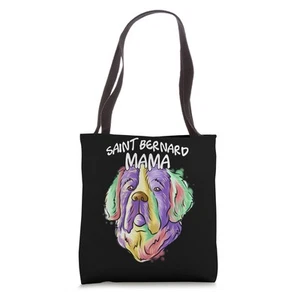 Colorful Pop Art Portrait Saint Bernard Dog Mom Mother's Day Tote Bag - Picture 1 of 4