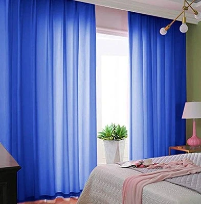  Chiffon Backdrop Curtain 2 Panels 29''x96'' 29"W x 96"L (Pack of 2) Royal Blue - Image 1 of 4