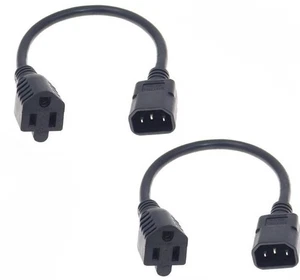 Cable de alimentación para computadora PC monitor PC 2x 1 ft IEC320 C14 a NEMA 5-15R 125 V - Imagen 1 de 1