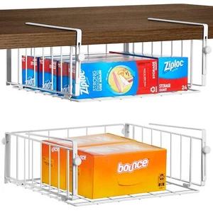 2 Pack Hanging Under Shelf Storage Basketadjustable Under Cabinet Addon Storage - Picture 1 of 6