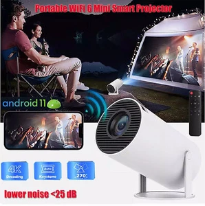 Portable 4K LED Android Projector 5G Wifi Bluetooth HDMI Mini Home Video Theater - Picture 1 of 16