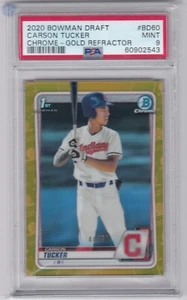 2020 Bowman Draft #BD60 Carson Tucker Rookie Cleveland 1st RC Gold Ref /50 PSA 9 - Picture 1 of 1