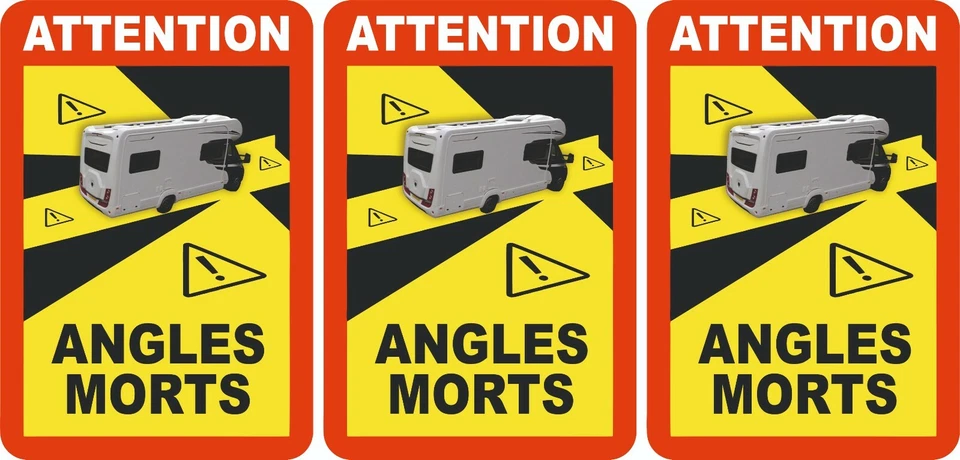 French Blind Spot 2x Magnetic 1x Vinyl Sticker Motorhome ATTENTION ANGLES MORTS