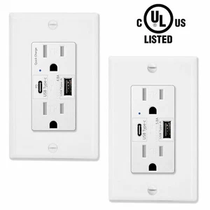 Cargador de salida de pared USB 4,2A/4,8A/5,8A tipo C/A 15A receptáculos resistentes a la manipulación - Imagen 1 de 27