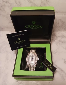 ~Excellent CROTON MEN'S Austrian CRYSTALS Watch CN307543RHPV STAINLESS STEEL~ - Picture 1 of 12