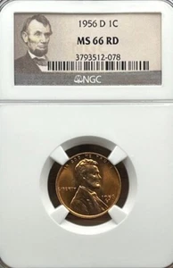 1956-D Lincoln Penny 1C NGC MS 66 RD (Wheatie) - Picture 1 of 4