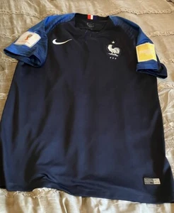 FRANCE Soccer NIKE National Team Jersey 2018 World Cup Size Large MISSING BUTTON - Picture 1 of 7
