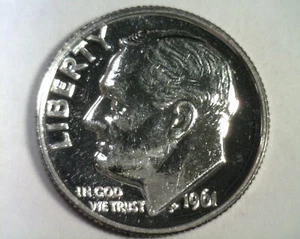 1961 ROOSEVELT DIME CHOICE PROOF CH. PR NICE ORIGINAL COIN BOBS COINS 99c SHIP - Picture 1 of 2