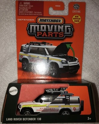 Matchbox Moving Parts LAND ROVER DEFENDER 130 EMERGENCY RESCUE VEHICLE NEW USPS - Image 1 of 3