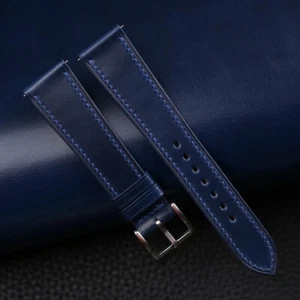 Navy Shell Cordovan Leather Watch Strap Band 18mm 19mm 20mm 21mm 22mm 23mm - Picture 1 of 12
