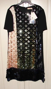 NWT Tory Burch sz 10 colorblock new ivory/multicolor sequin tee shirt dress $698 - Picture 1 of 5