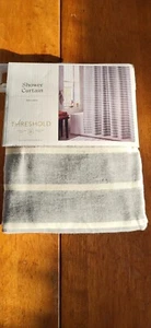 Threshold Shower Curtain (Gray& White Stripe) 100% Cotton - Picture 1 of 3