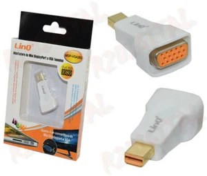 CONVERTITORE MINI DISPLAY PORT to VGA FEMMINA M/F ADATTATORE VIDEO proiettori - Bild 1 von 1