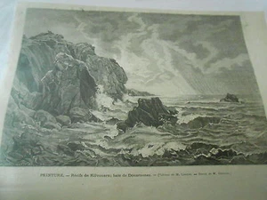 Gravure 1873 - Récifs de Kilvouarn Baie de Douarnez - Picture 1 of 1