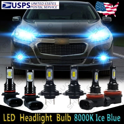 For Chevrolet Malibu 2013 2014 2015 6X Front LED Headlight + Fog Light Bulbs HKL - Image 1 of 4