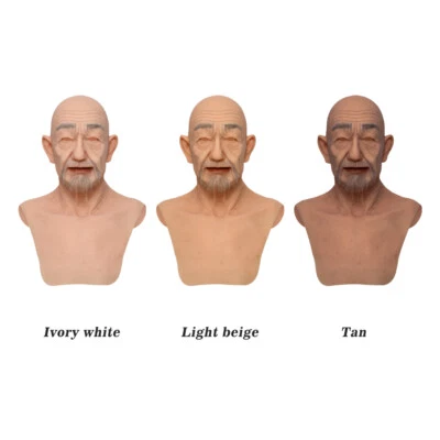  Realistic Silicone Old Man Mask Male Hood Cosplay Halloween Headwear Party Prop - Image 1 of 4