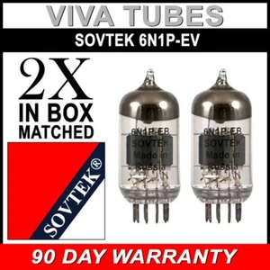 Brand New Gain Matched Pair (2) Sovtek 6N1P / 6N1-P-EV Vacuum Tubes - Picture 1 of 1