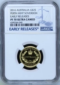 2016 Australia Sovereign 1/4 oz GOLD $25 coin NGC PF70 UC ER with OGP - Picture 1 of 3