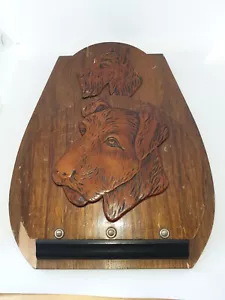 VINTAGE ART DECO WOODEN DOG WALL NEWSPAPER LETTER RACK MADE IN BELGIUM 1940'S - Picture 1 of 7